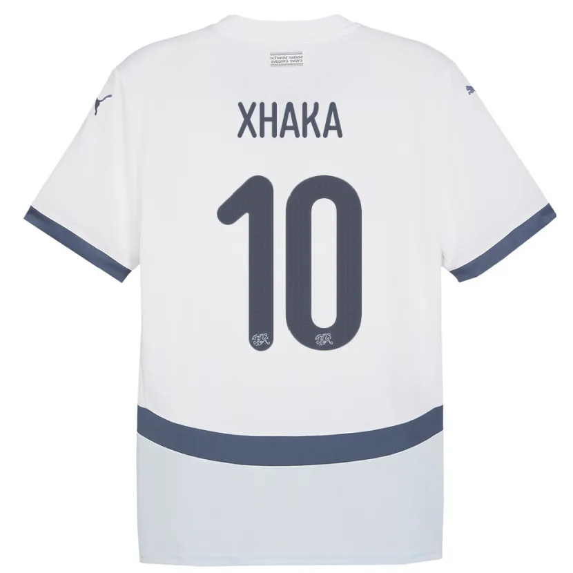 Danxen Hombre Camiseta Suiza Granit Xhaka #10 Blanco 2ª Equipación 24-26 La Camisa México