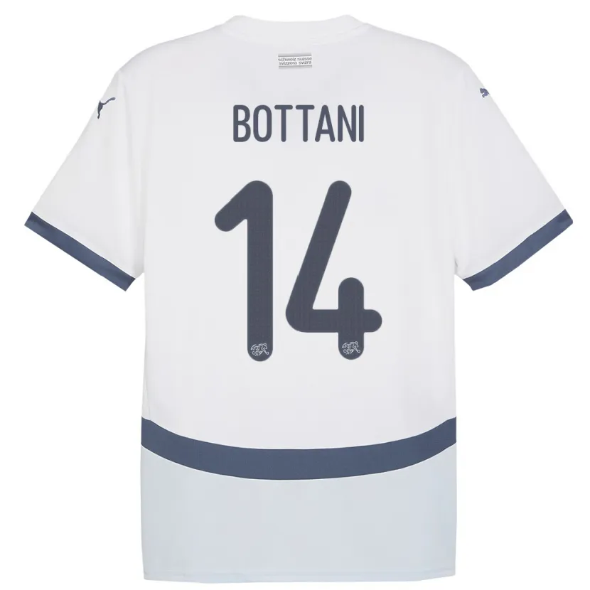 Danxen Hombre Camiseta Suiza Mattia Bottani #14 Blanco 2ª Equipación 24-26 La Camisa México