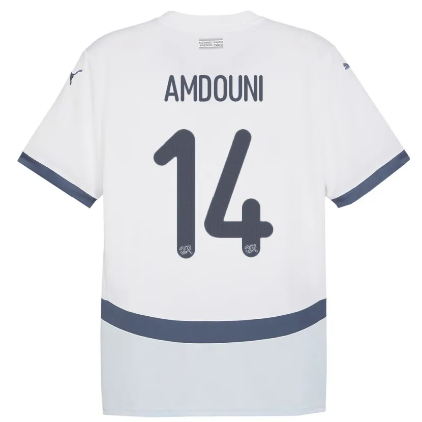 Danxen Hombre Camiseta Suiza Mohamed Zeki Amdouni #14 Blanco 2ª Equipación 24-26 La Camisa México