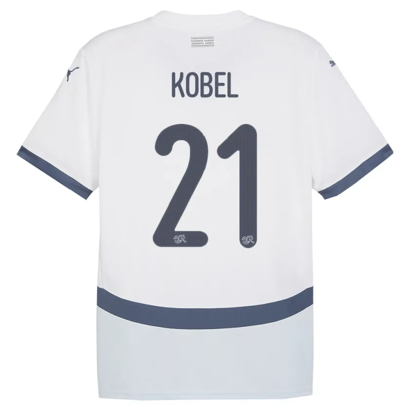 Danxen Hombre Camiseta Suiza Gregor Kobel #21 Blanco 2ª Equipación 24-26 La Camisa México