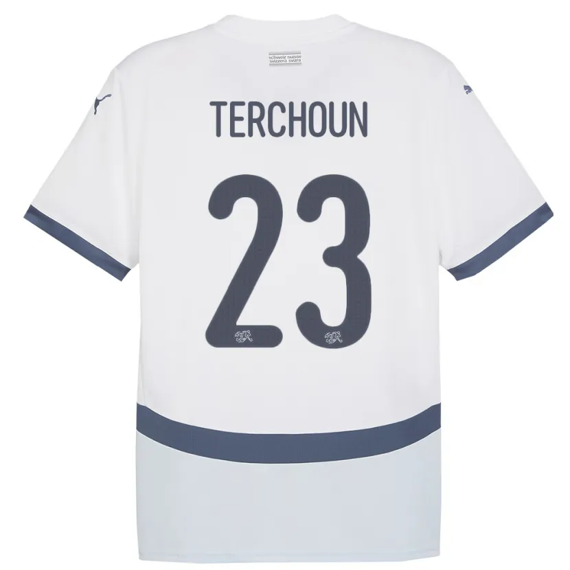 Danxen Hombre Camiseta Suiza Meriame Terchoun #23 Blanco 2ª Equipación 24-26 La Camisa México