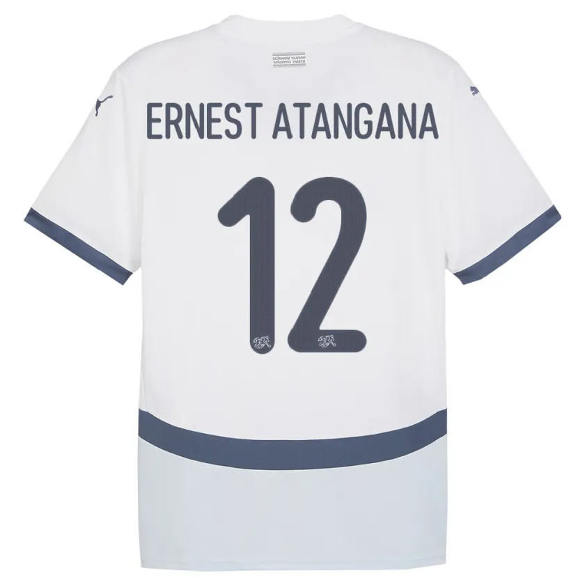 Danxen Hombre Camiseta Suiza Brian Ernest Atangana #12 Blanco 2ª Equipación 24-26 La Camisa México