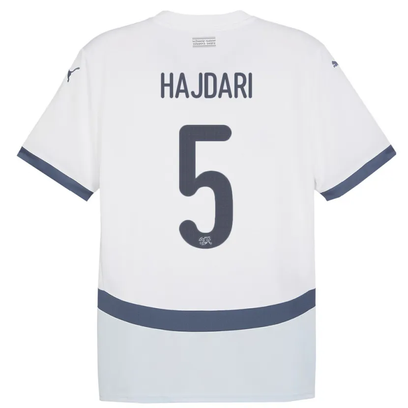 Danxen Hombre Camiseta Suiza Albian Hajdari #5 Blanco 2ª Equipación 24-26 La Camisa México