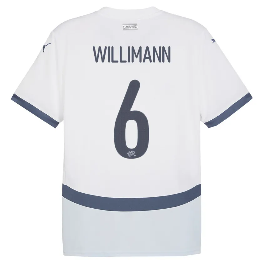 Danxen Hombre Camiseta Suiza Mauricio Willimann #6 Blanco 2ª Equipación 24-26 La Camisa México