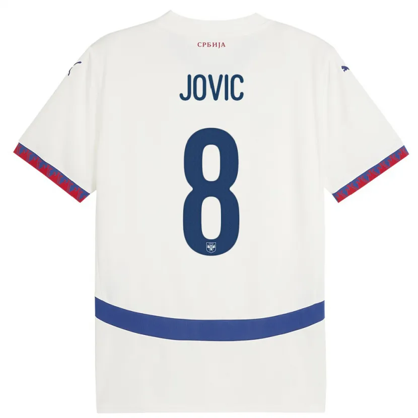 Danxen Hombre Camiseta Serbia Luka Jovic #8 Blanco 2ª Equipación 24-26 La Camisa México