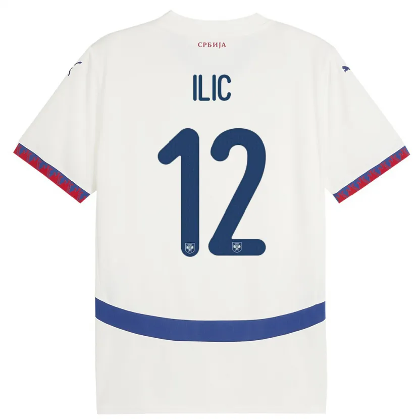 Danxen Hombre Camiseta Serbia Marko Ilic #12 Blanco 2ª Equipación 24-26 La Camisa México