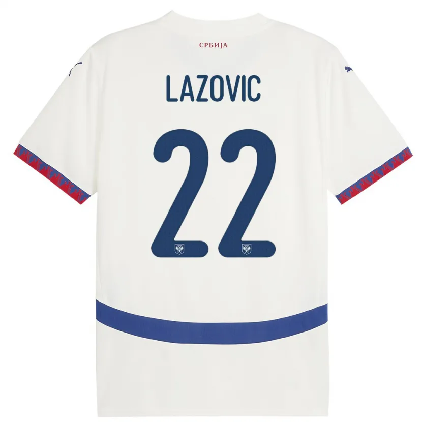 Danxen Hombre Camiseta Serbia Darko Lazovic #22 Blanco 2ª Equipación 24-26 La Camisa México