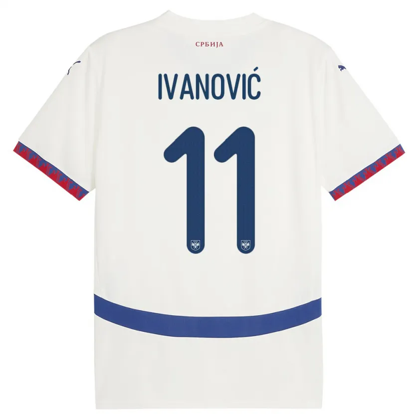 Danxen Hombre Camiseta Serbia Miljana Ivanovic #11 Blanco 2ª Equipación 24-26 La Camisa México