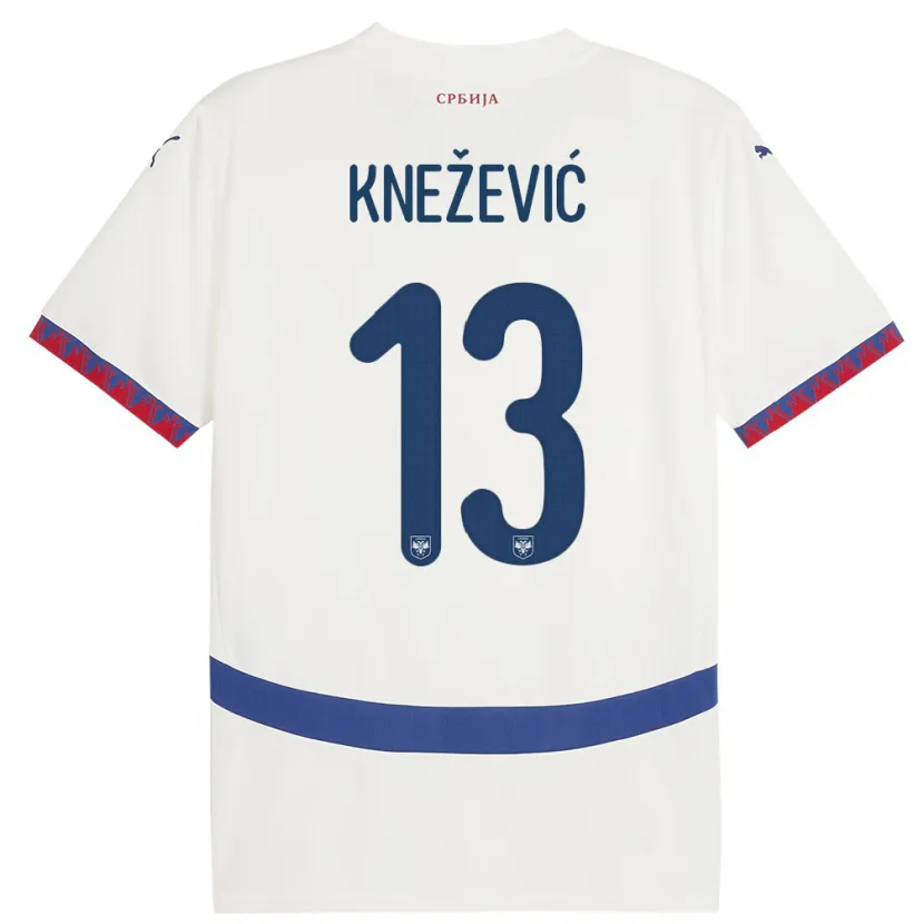 Danxen Hombre Camiseta Serbia Milana Knezevic #13 Blanco 2ª Equipación 24-26 La Camisa México