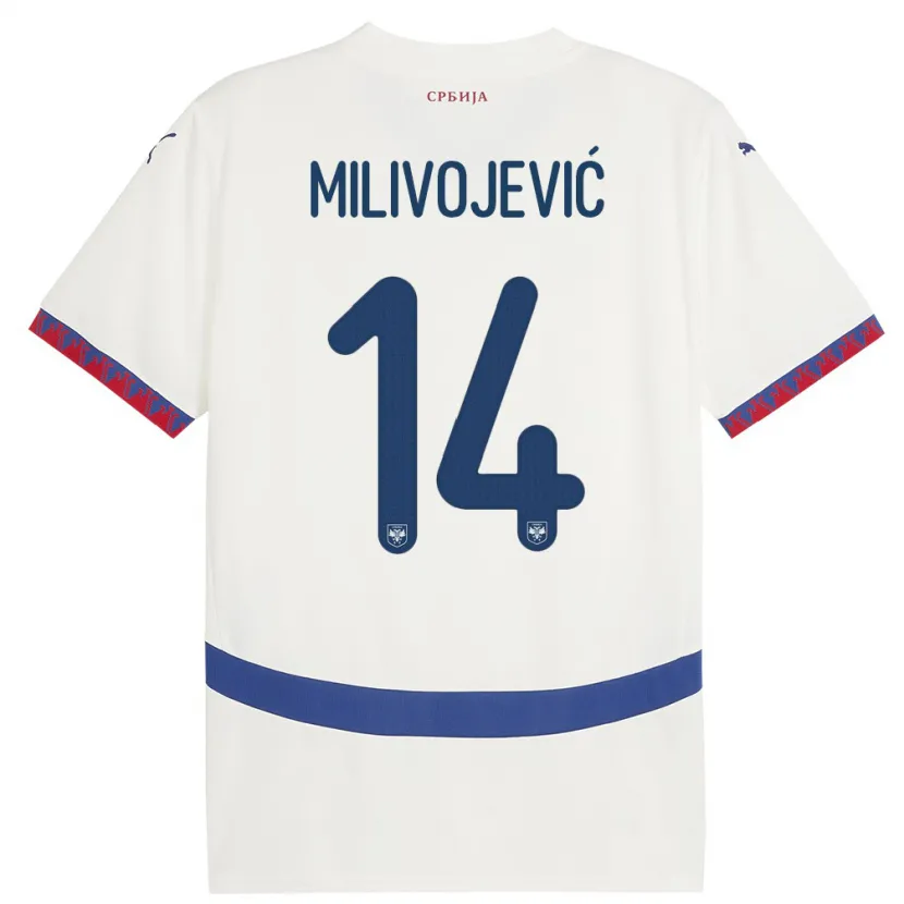 Danxen Hombre Camiseta Serbia Vesna Milivojevic #14 Blanco 2ª Equipación 24-26 La Camisa México