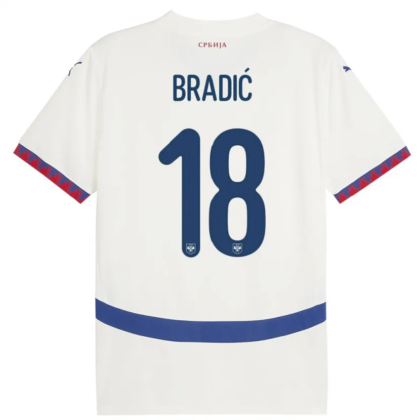 Danxen Hombre Camiseta Serbia Biljana Bradic #18 Blanco 2ª Equipación 24-26 La Camisa México