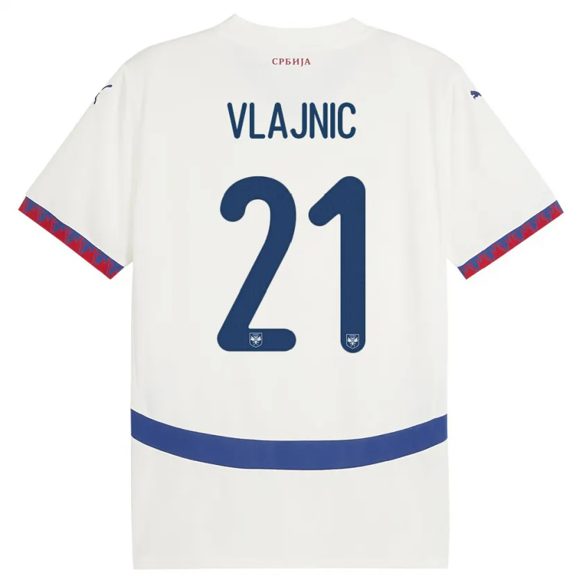 Danxen Hombre Camiseta Serbia Tyla Jay Vlajnic #21 Blanco 2ª Equipación 24-26 La Camisa México