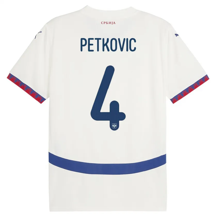 Danxen Hombre Camiseta Serbia Nikola Petkovic #4 Blanco 2ª Equipación 24-26 La Camisa México