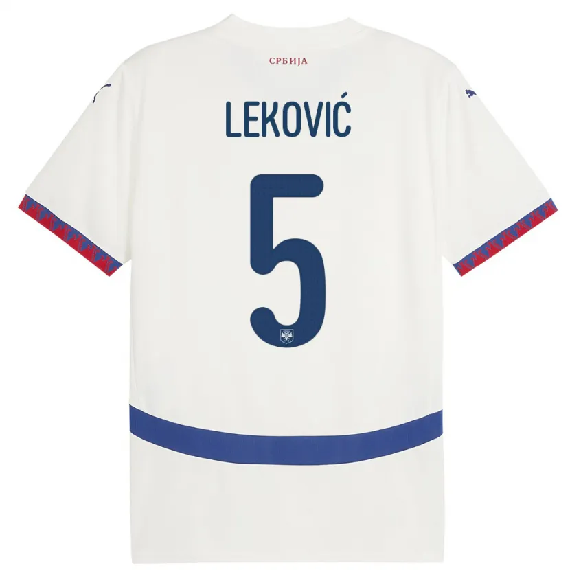 Danxen Hombre Camiseta Serbia Stefan Lekovic #5 Blanco 2ª Equipación 24-26 La Camisa México