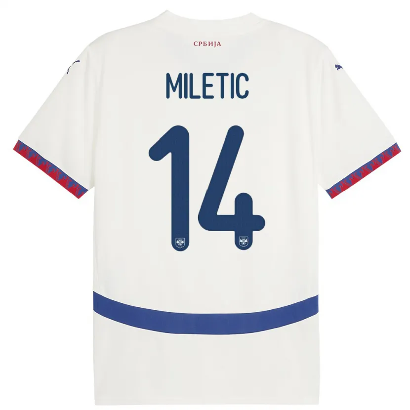 Danxen Hombre Camiseta Serbia Vladimir Miletic #14 Blanco 2ª Equipación 24-26 La Camisa México