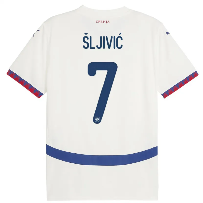 Danxen Hombre Camiseta Serbia Jovan Sljivic #7 Blanco 2ª Equipación 24-26 La Camisa México