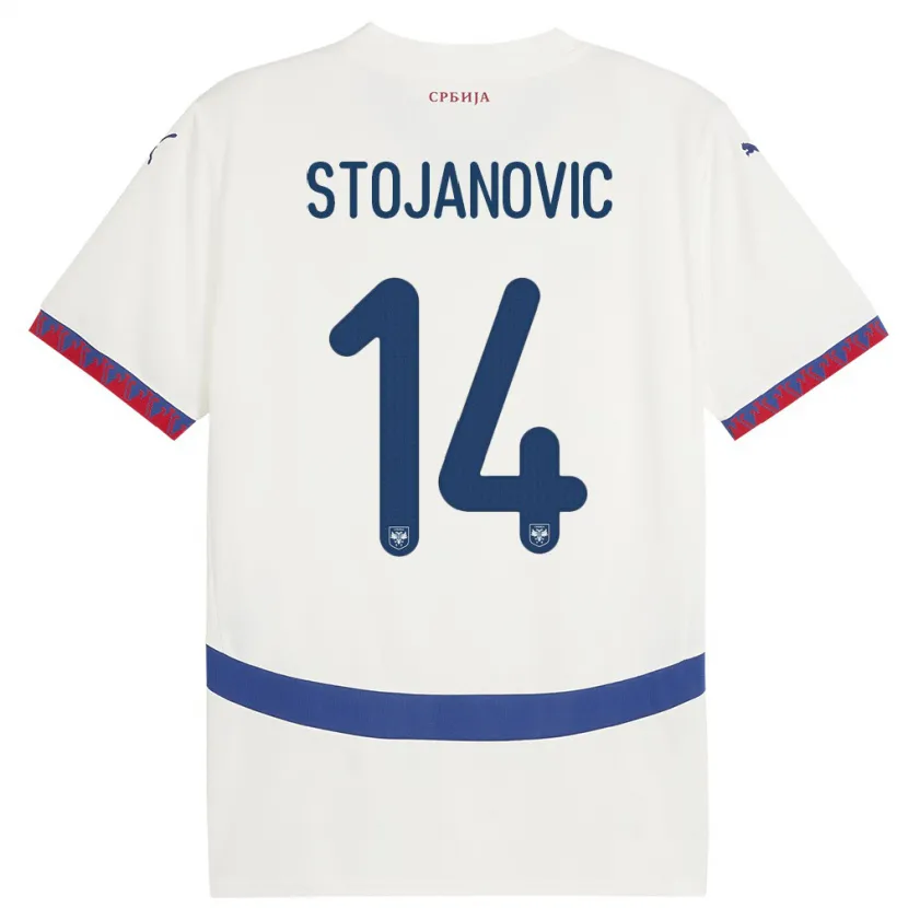 Danxen Hombre Camiseta Serbia Matija Stojanovic #14 Blanco 2ª Equipación 24-26 La Camisa México