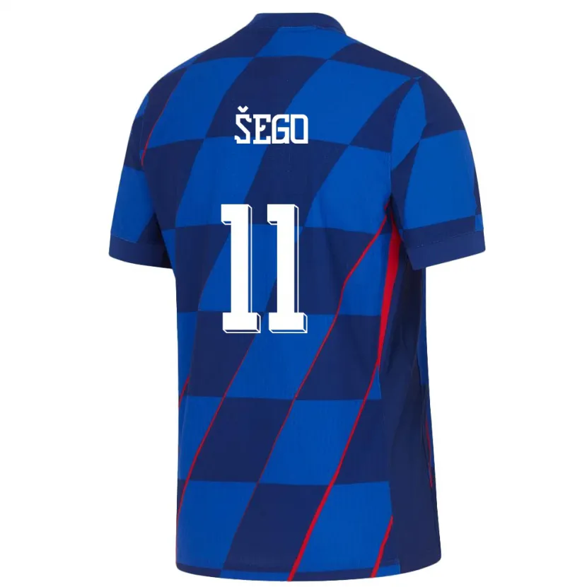 Danxen Hombre Camiseta Croacia Michele Sego #11 Azul 2ª Equipación 24-26 La Camisa México