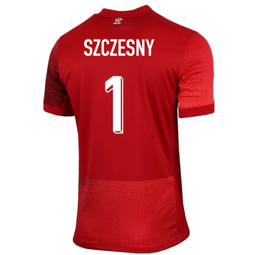 Danxen Hombre Camiseta Polonia Wojciech Szczesny #1 Rojo 2ª Equipación 24-26 La Camisa México