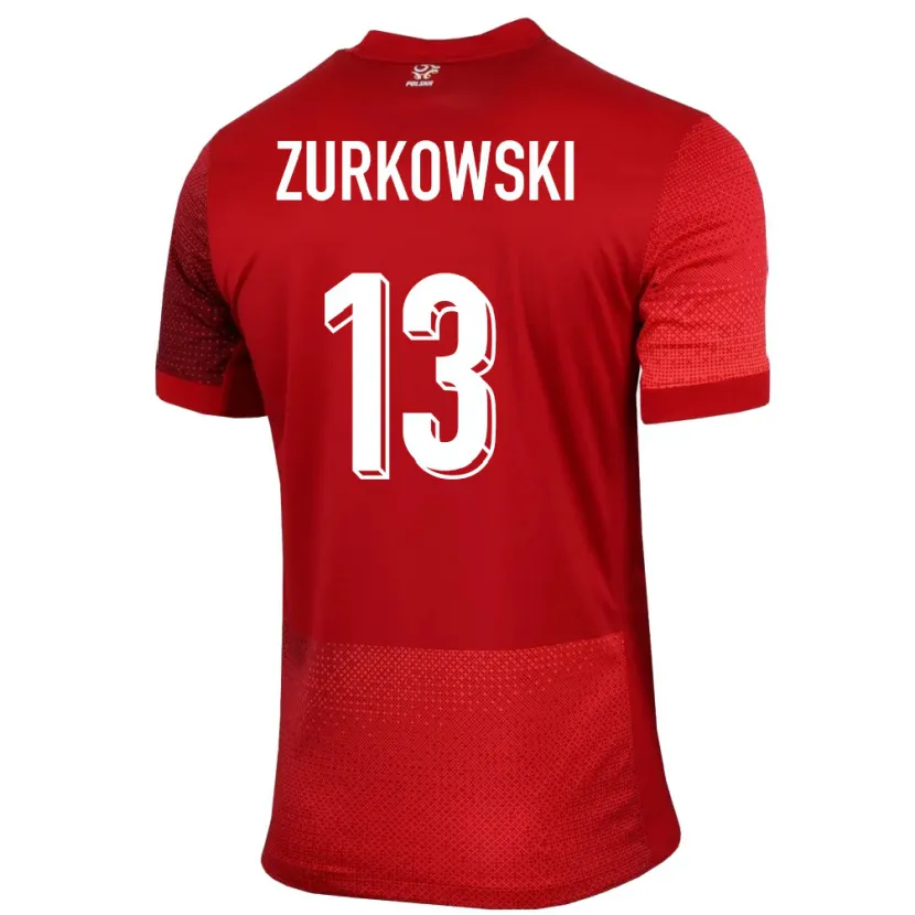Danxen Hombre Camiseta Polonia Szymon Zurkowski #13 Rojo 2ª Equipación 24-26 La Camisa México