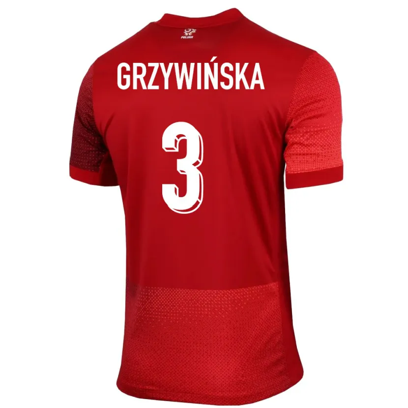 Danxen Hombre Camiseta Polonia Gabriela Grzywinska #3 Rojo 2ª Equipación 24-26 La Camisa México