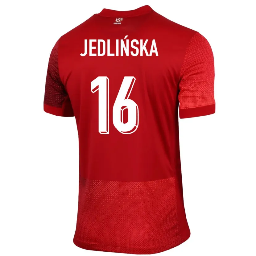 Danxen Hombre Camiseta Polonia Klaudia Jedlinska #16 Rojo 2ª Equipación 24-26 La Camisa México
