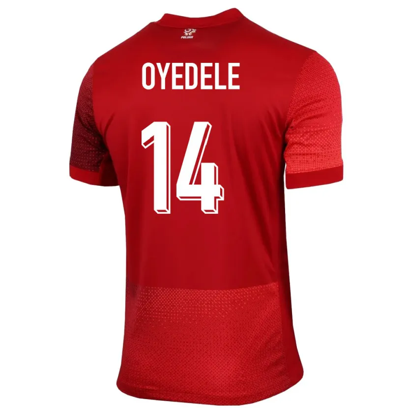 Danxen Hombre Camiseta Polonia Maximillian Oyedele #14 Rojo 2ª Equipación 24-26 La Camisa México