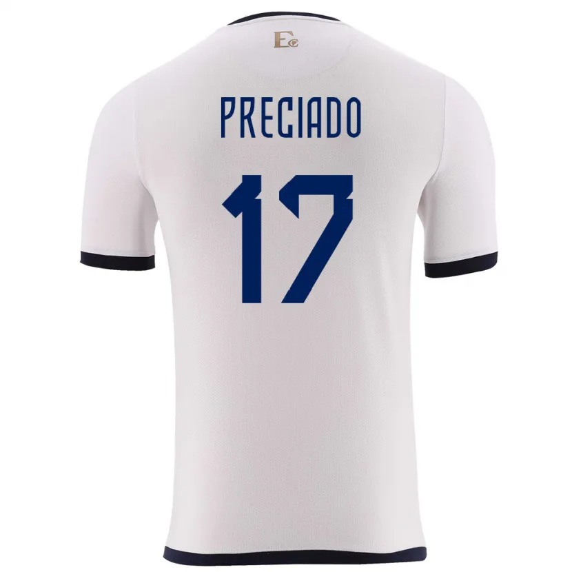 Danxen Hombre Camiseta Ecuador Angelo Preciado #17 Blanco 2ª Equipación 24-26 La Camisa México