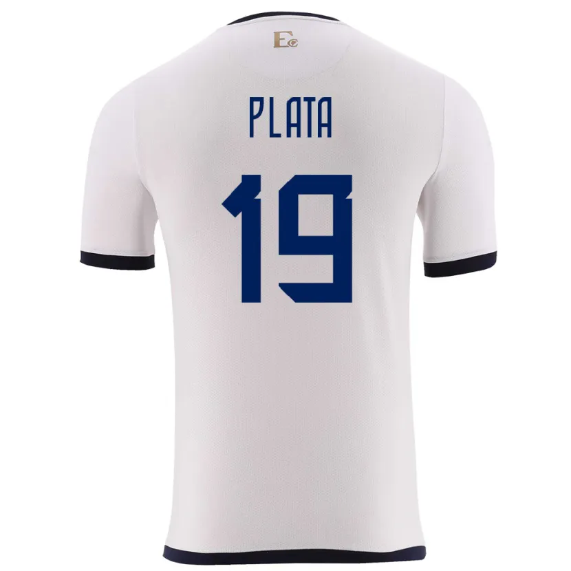 Danxen Hombre Camiseta Ecuador Gonzalo Plata #19 Blanco 2ª Equipación 24-26 La Camisa México