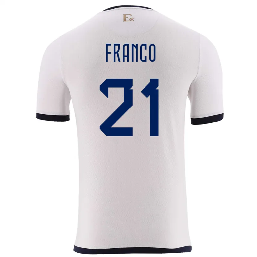 Danxen Hombre Camiseta Ecuador Alan Franco #21 Blanco 2ª Equipación 24-26 La Camisa México