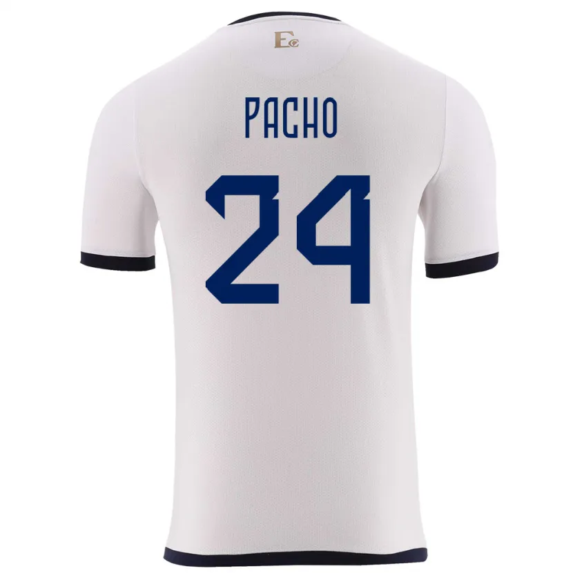 Danxen Hombre Camiseta Ecuador William Pacho #24 Blanco 2ª Equipación 24-26 La Camisa México