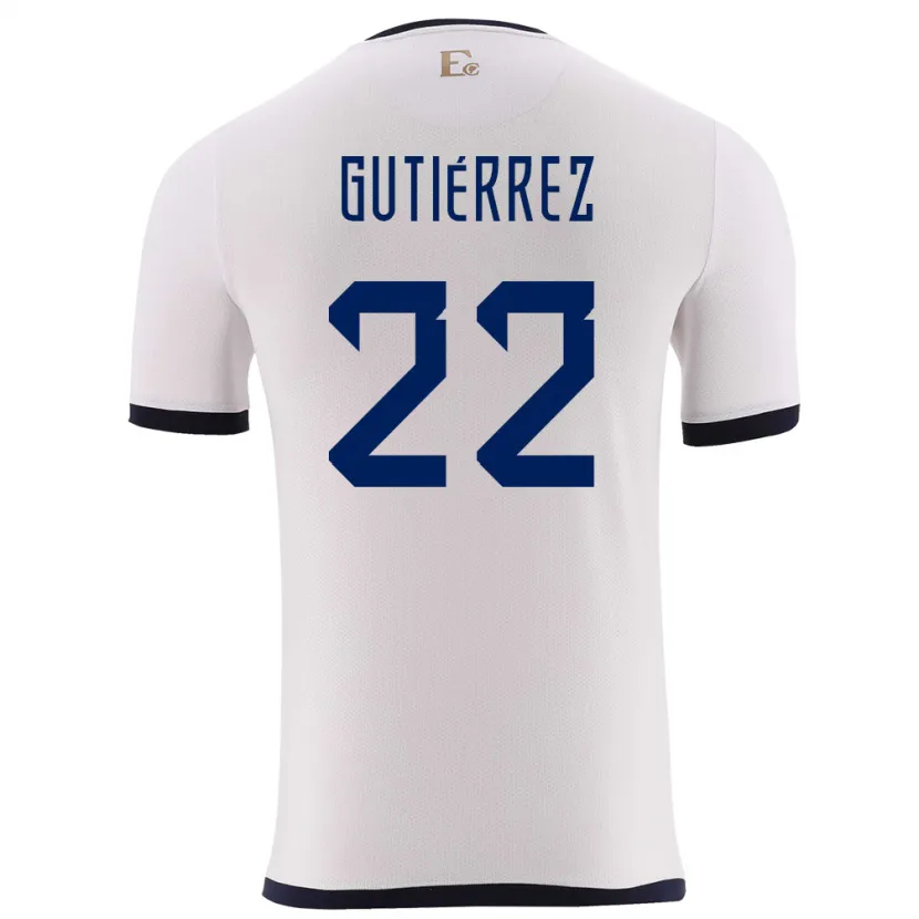 Danxen Hombre Camiseta Ecuador Melanie Gutierrez #22 Blanco 2ª Equipación 24-26 La Camisa México