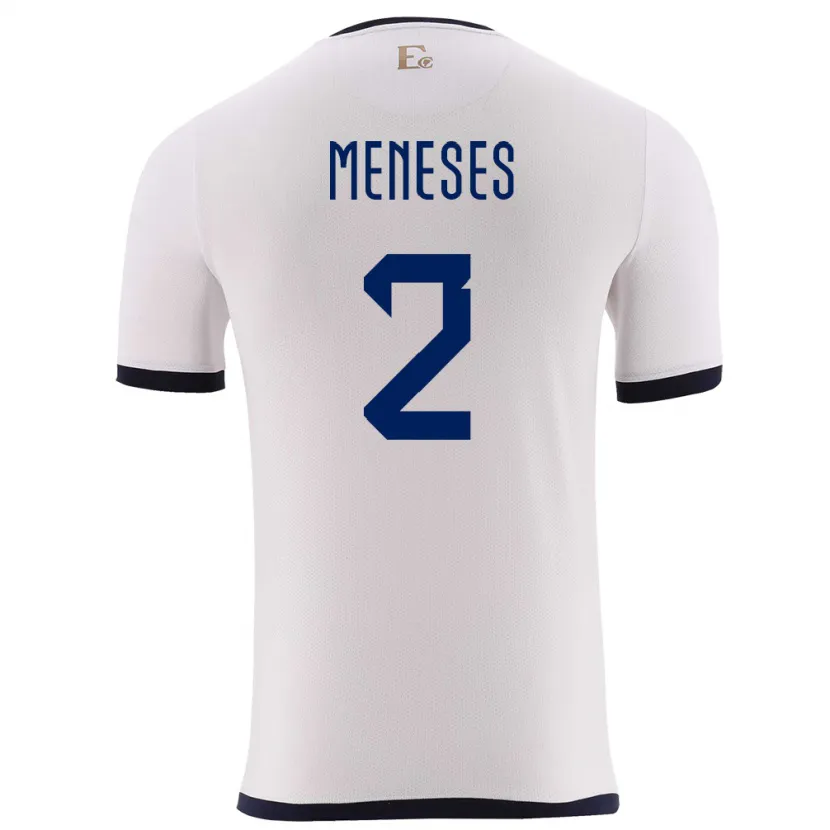 Danxen Hombre Camiseta Ecuador Randy Meneses #2 Blanco 2ª Equipación 24-26 La Camisa México