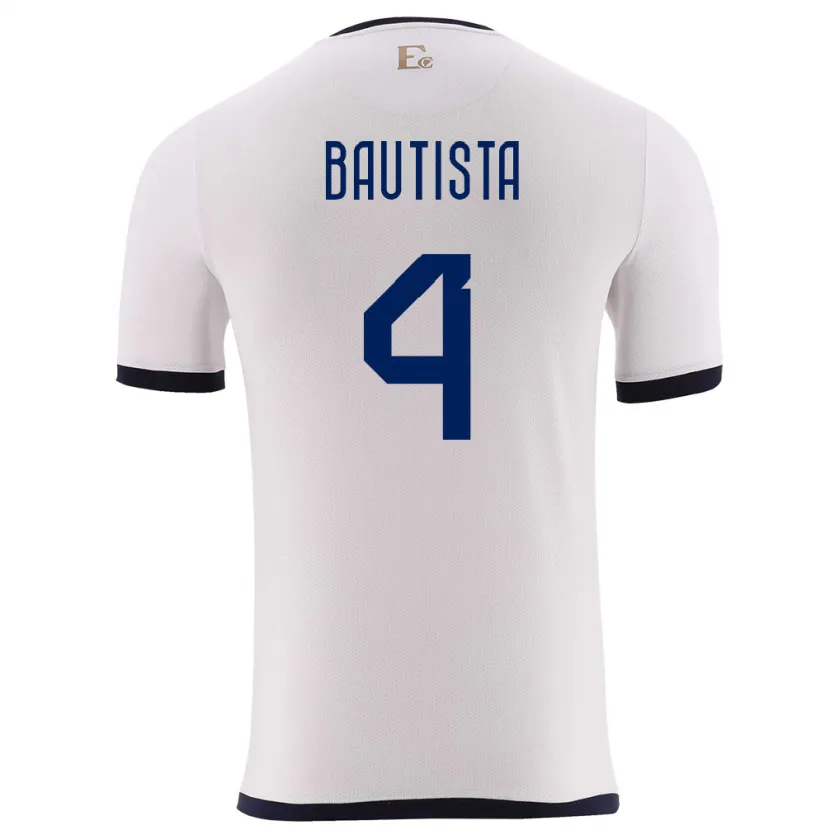 Danxen Hombre Camiseta Ecuador Davis Bautista #4 Blanco 2ª Equipación 24-26 La Camisa México