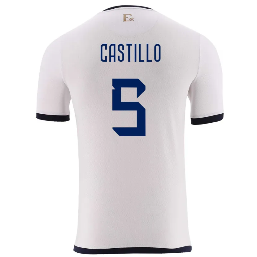 Danxen Hombre Camiseta Ecuador Denil Castillo #5 Blanco 2ª Equipación 24-26 La Camisa México