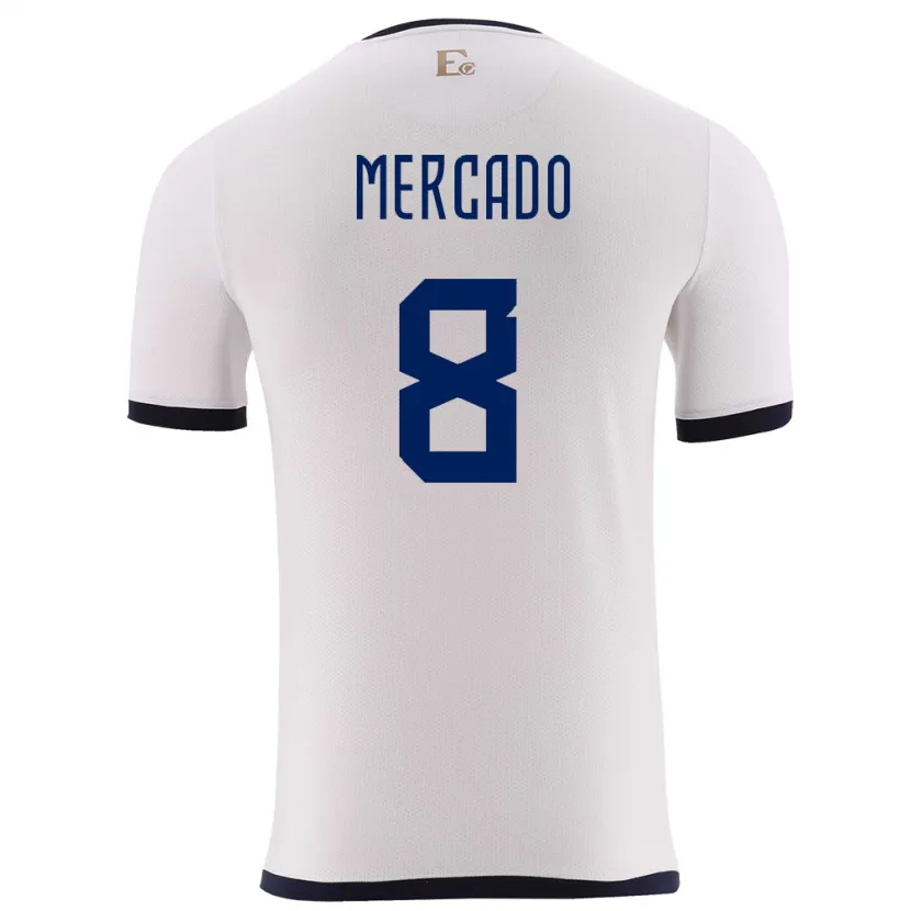 Danxen Hombre Camiseta Ecuador Patrik Mercado #8 Blanco 2ª Equipación 24-26 La Camisa México