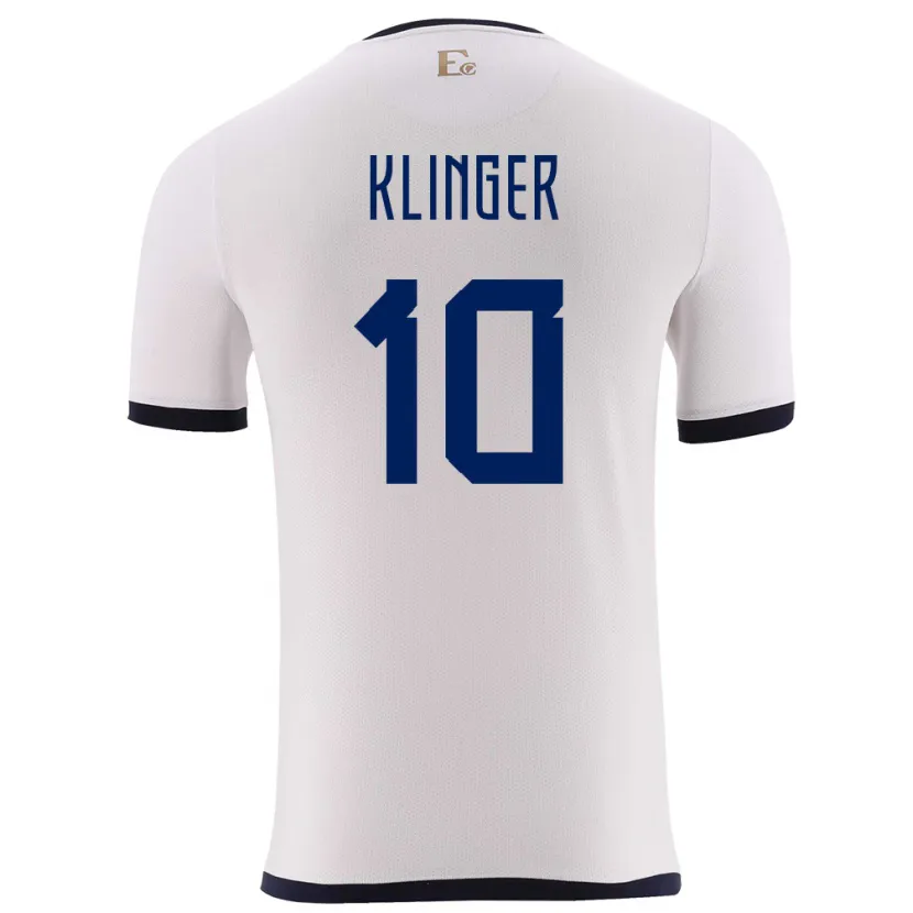 Danxen Hombre Camiseta Ecuador Jose Klinger #10 Blanco 2ª Equipación 24-26 La Camisa México