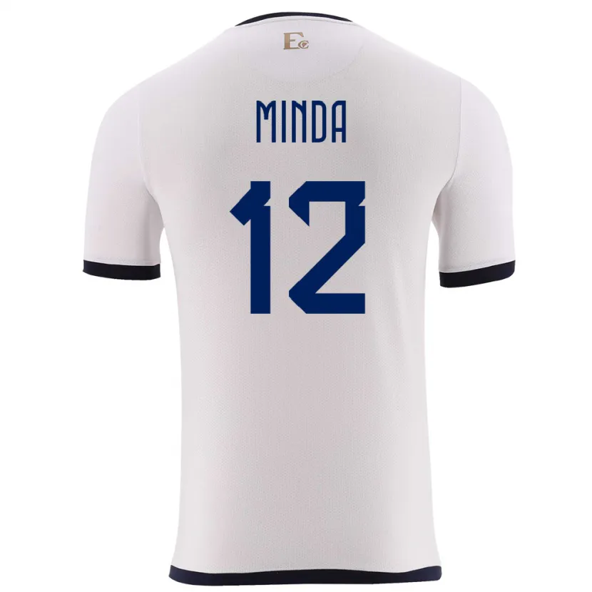 Danxen Hombre Camiseta Ecuador Ethan Minda #12 Blanco 2ª Equipación 24-26 La Camisa México