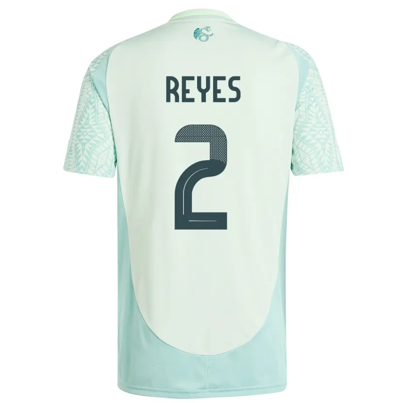 Danxen Hombre Camiseta México Luis Reyes #2 Lino Verde 2ª Equipación 24-26 La Camisa México