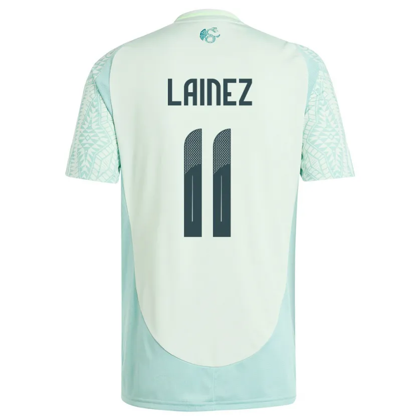 Danxen Hombre Camiseta México Diego Lainez #11 Lino Verde 2ª Equipación 24-26 La Camisa México