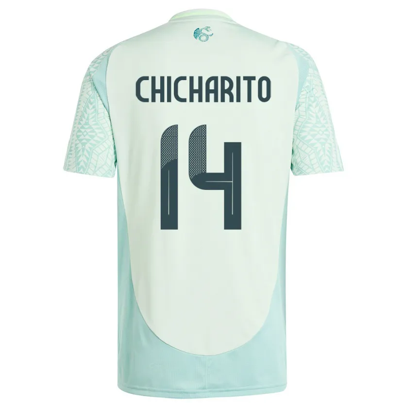 Danxen Hombre Camiseta México Chicharito #14 Lino Verde 2ª Equipación 24-26 La Camisa México
