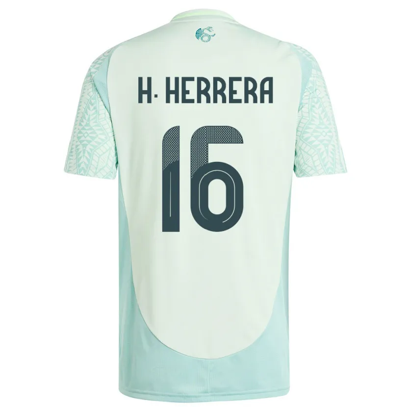Danxen Hombre Camiseta México Hector Herrera #16 Lino Verde 2ª Equipación 24-26 La Camisa México