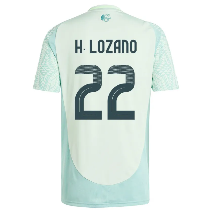 Danxen Hombre Camiseta México Hirving Lozano #22 Lino Verde 2ª Equipación 24-26 La Camisa México