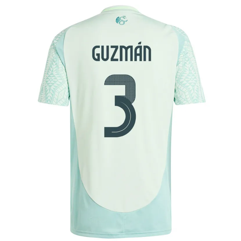 Danxen Hombre Camiseta México Victor Guzman #3 Lino Verde 2ª Equipación 24-26 La Camisa México