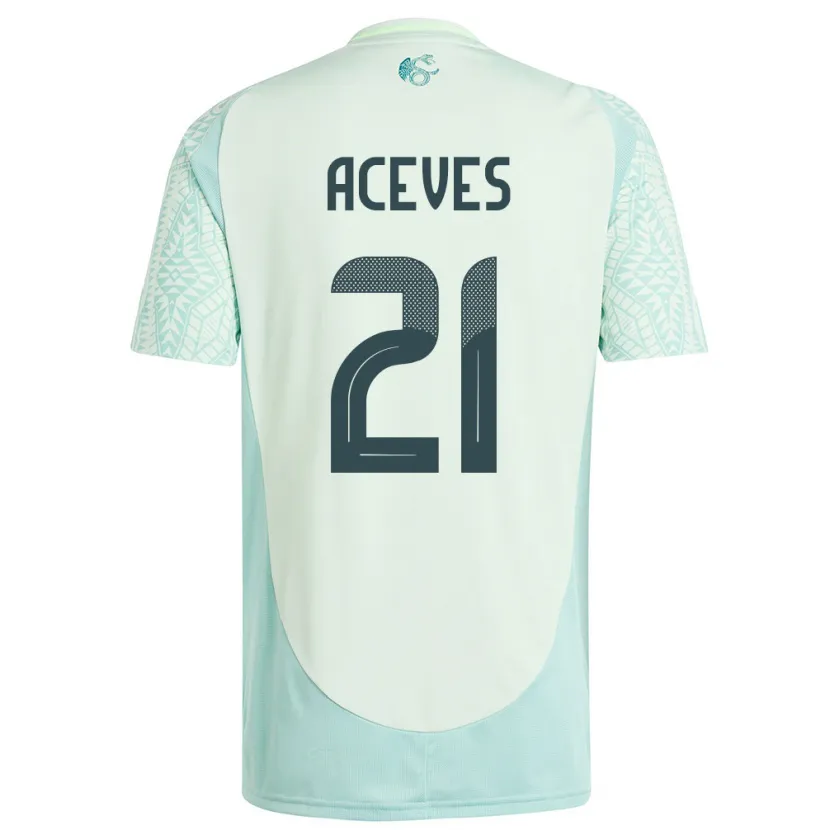 Danxen Hombre Camiseta México Daniel Aceves #21 Lino Verde 2ª Equipación 24-26 La Camisa México