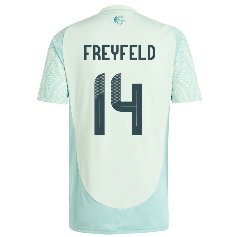 Danxen Hombre Camiseta México Emiliano Freyfeld #14 Lino Verde 2ª Equipación 24-26 La Camisa México