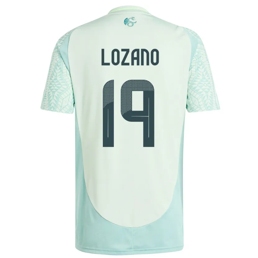 Danxen Hombre Camiseta México Esteban Lozano #19 Lino Verde 2ª Equipación 24-26 La Camisa México