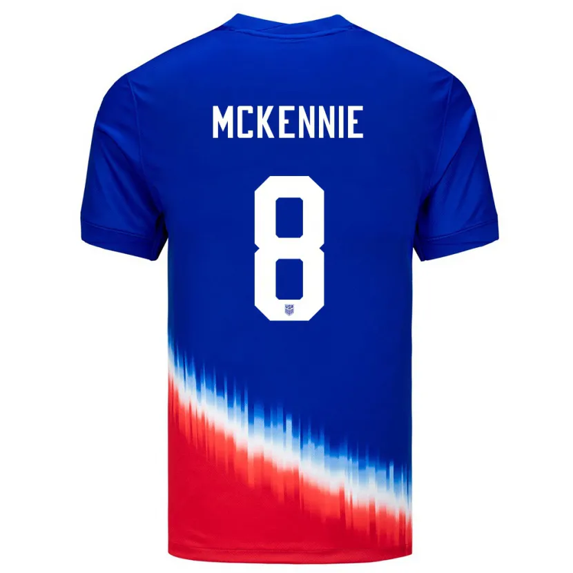 Danxen Hombre Camiseta Estados Unidos Weston Mckennie #8 Azul 2ª Equipación 24-26 La Camisa México