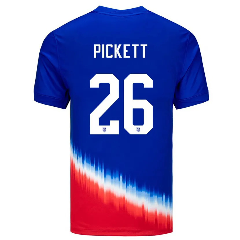 Danxen Hombre Camiseta Estados Unidos Carson Pickett #26 Azul 2ª Equipación 24-26 La Camisa México