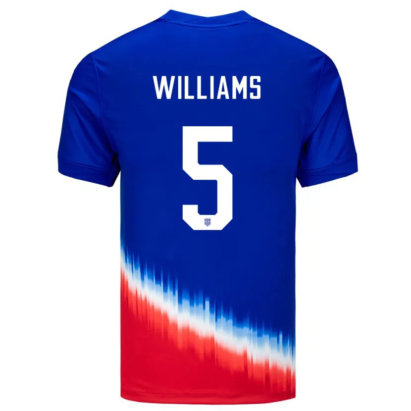 Danxen Hombre Camiseta Estados Unidos Thomas Williams #5 Azul 2ª Equipación 24-26 La Camisa México